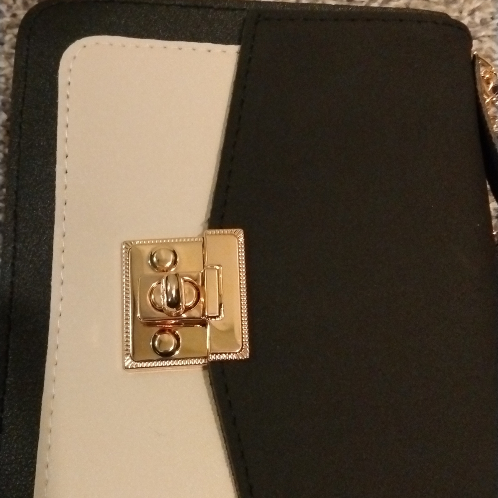 FAUX LEATHER/CLOTH TOP HANDLE BAG - Picture 5 of 7